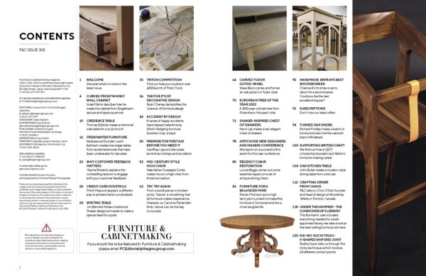 Furniture and Cabinetmaking 305 Contents